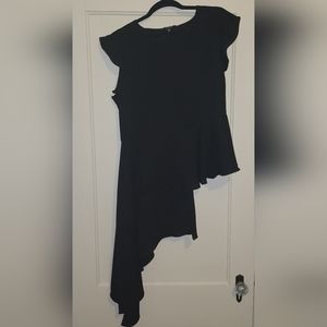 L.N.V Asymmetrical Black Blouse